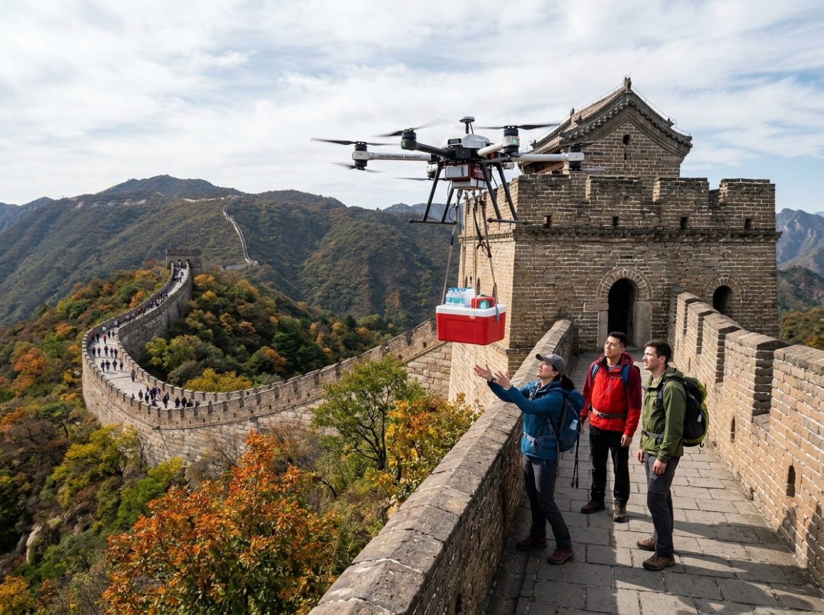 Beijing launches drone delivery service on the Great Wall